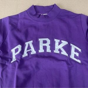 PARKE Purple Mock Neck Sweatshirt with White Lettering